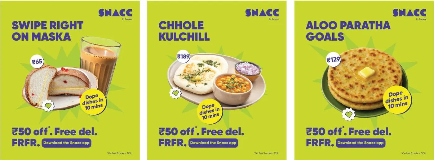Swiggy Snacc campaign creatives